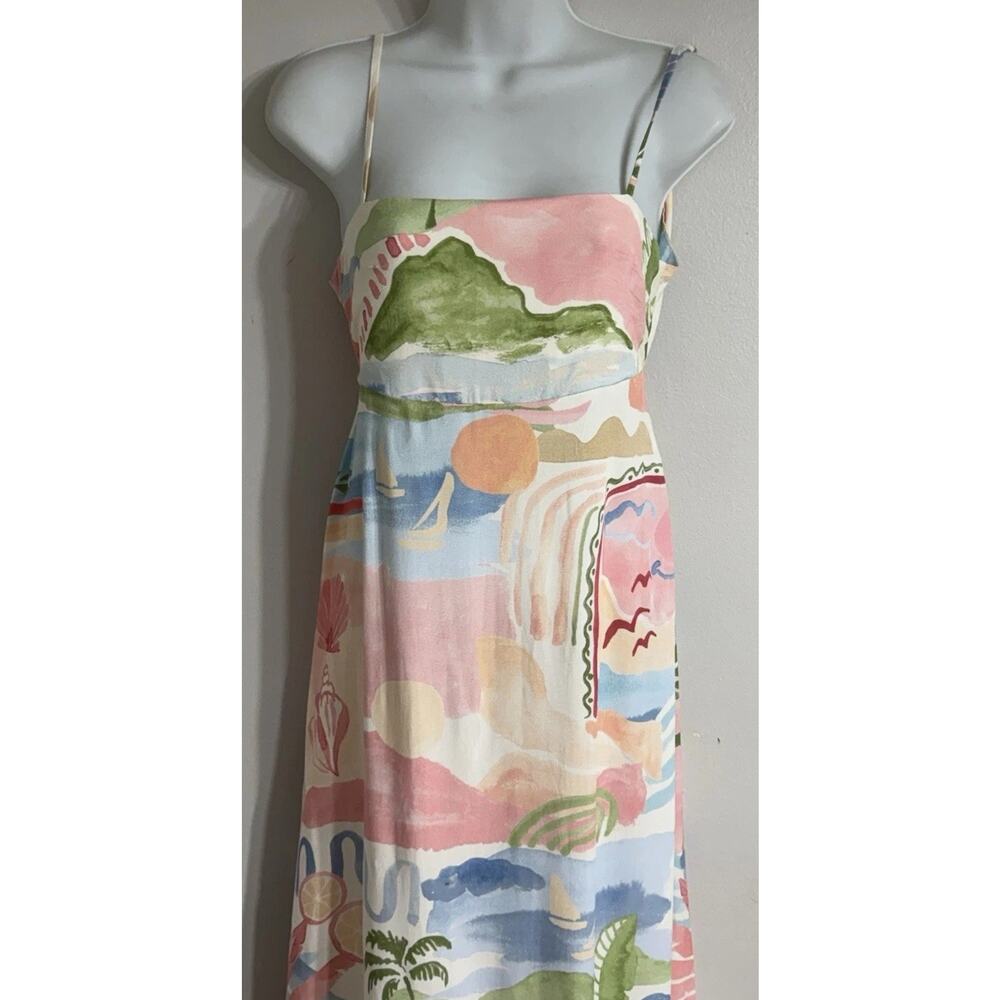 Paper Heart Maxi Dress Women’s XS Island Tropical Print Cut Out Ruffle Hem NWT - Picture 3 of 14